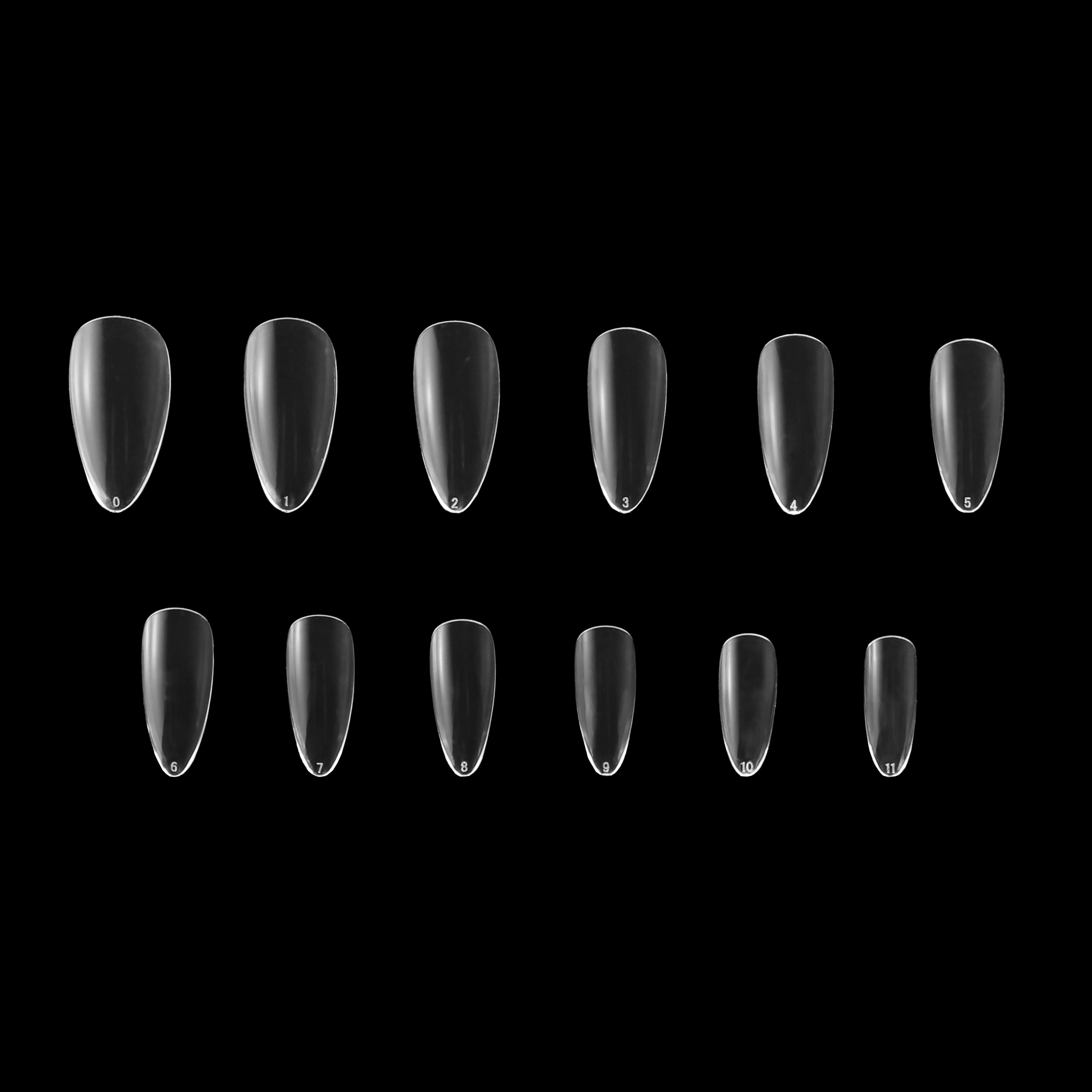 Гелевые типсы «Миндаль» для наращивания ногтей, 240 шт/уп., 12 размеров