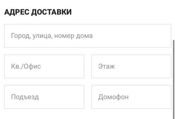 заполните адрес доставки